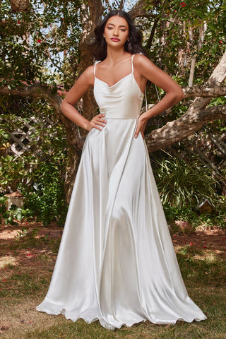 Ravishing Cowl A-Line Satin Gown-0