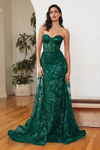 Glitter Fitted Gown And Overskirt-5