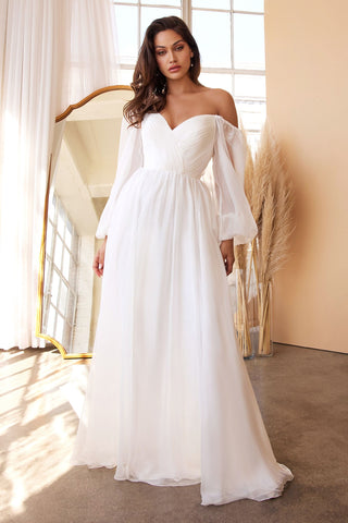 Sweetheart Sheer Sleeve Chiffon Dress-0