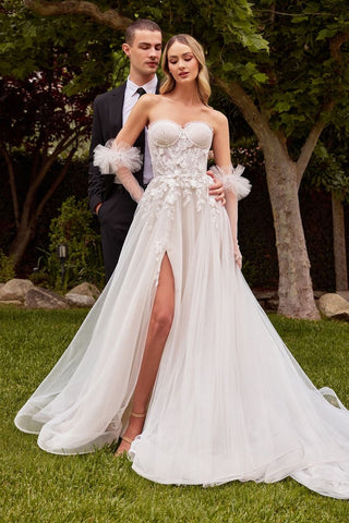 Strapless A-Line Bridal Gown With Gloves-0