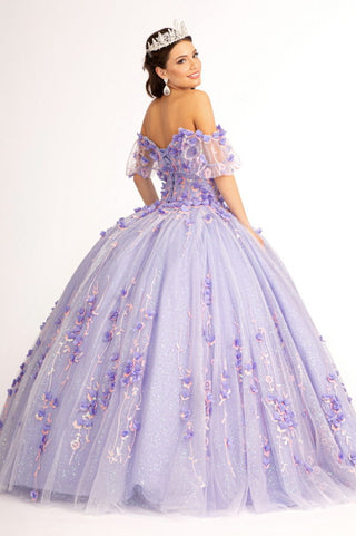 Glitter Mesh 3D Floral Applique Embellished Sweetheart Quinceanera Dress-1