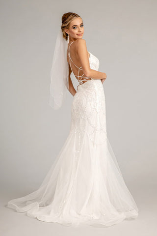 Sweetheart Embroidered Mermaid Wedding Gown w/ Open Back Laced Up-1