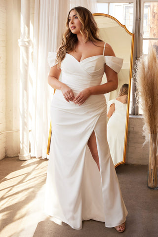 Plus Size Off The Shoulder Crepe Gown-0